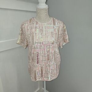 Vine & Love Iridescent Sequin Short Sleeve Top